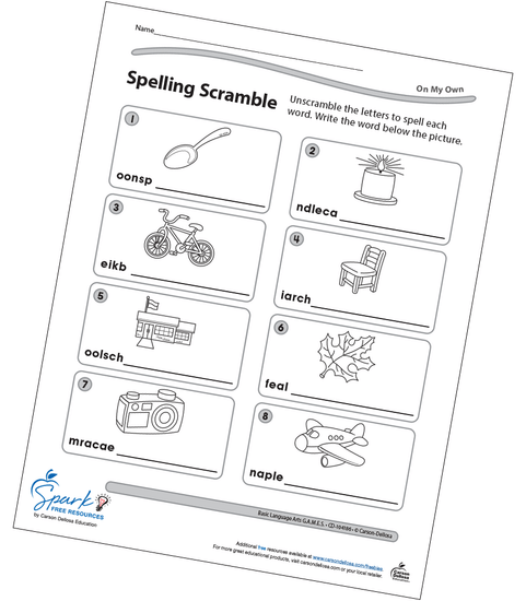 Spelling Scramble Free Printable