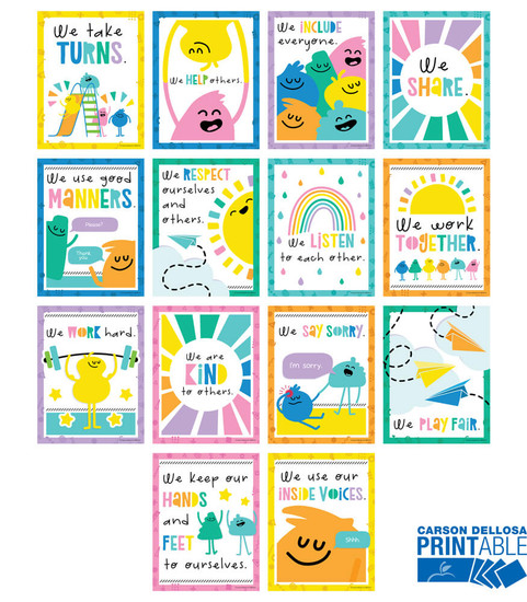 Carson-Dellosa Happy Place Printable Mini Posters: Rules for a Happy Class Teacher