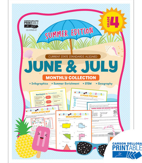 Carson-Dellosa June & July Monthly Collection, Grade 4 Teacher