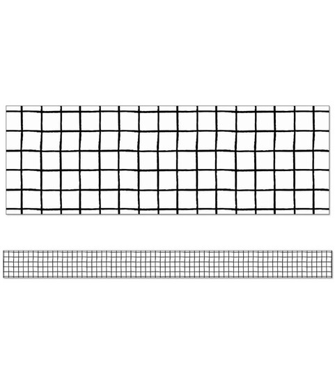 Black & White Grid Straight Bulletin Board Borders image