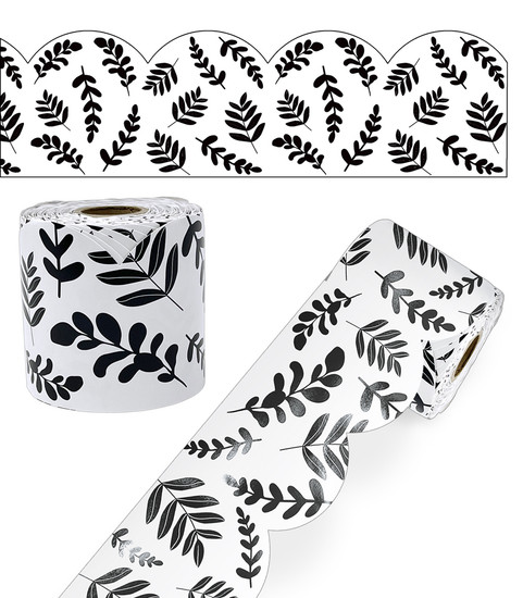 White with Black Leaves Rolled image