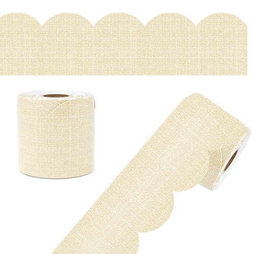 65' Linen Rolled Scalloped Bulletin Board Borders image