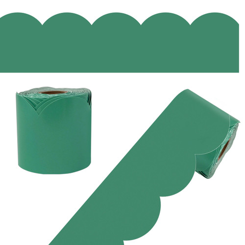 65' Jade Green Rolled Scalloped Bulletin Board Borders image