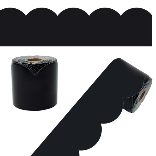 65' Black Rolled Modern Scalloped Bulletin Board Borders image
