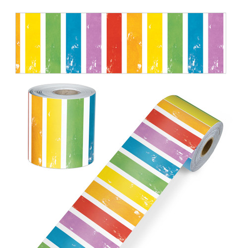 65' All Are Neighbors Stripes Rolled Straight Bulletin Board Borders image