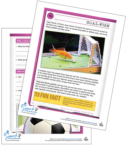 Goal-Fish, Unusually Fun Reading & Math Grade 4 Free Printable