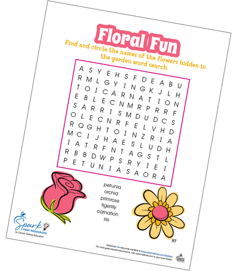 Floral Fun Spring Word Search Free Printable