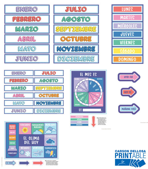 Carson-Dellosa We Stick Together Printable Spanish Calendar Companion Teacher