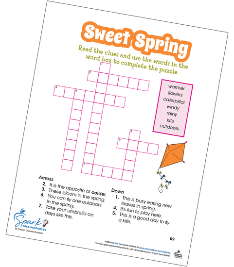 Sweet Spring Crossword Puzzle Free Printable