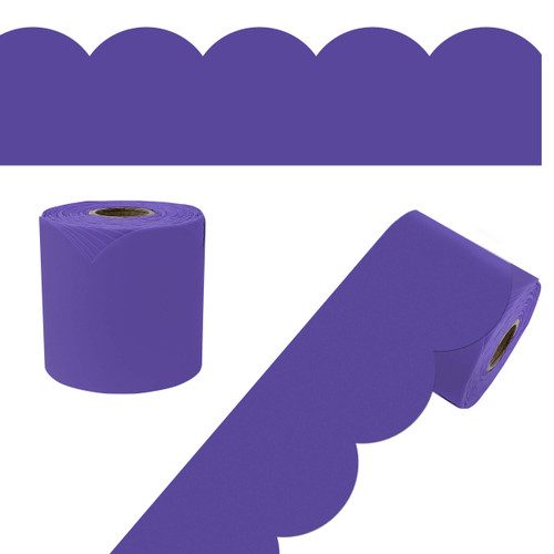 65' Deep Purple Rolled Scalloped Bulletin Board Borders image