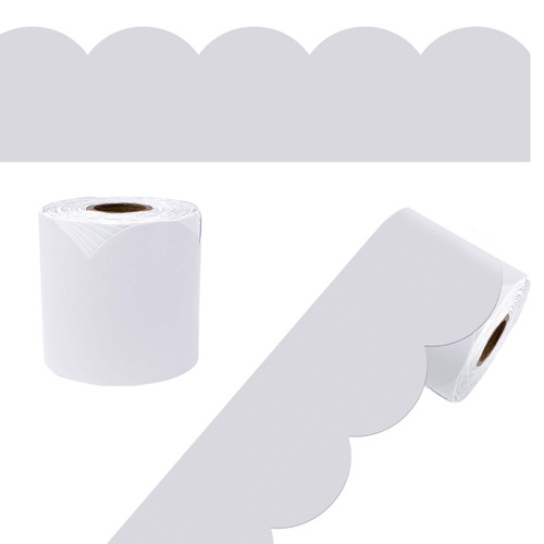 65' Whisper Gray Rolled Scalloped Bulletin Board Borders image