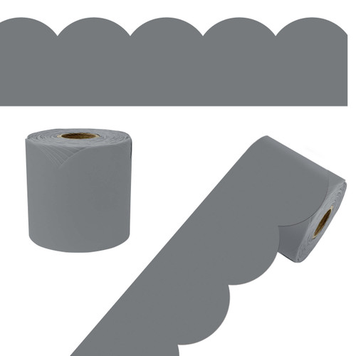65' Steel Gray Rolled Scalloped Bulletin Board Borders image