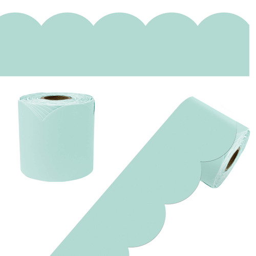 65' Sea Glass Green Rolled Scalloped Bulletin Board Borders image