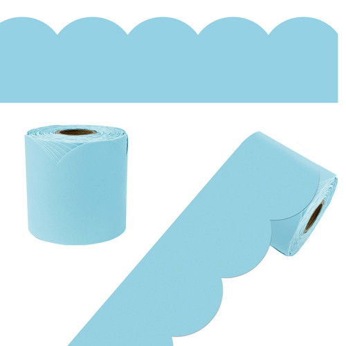 65' Sky Blue Rolled Scalloped Bulletin Board Borders image