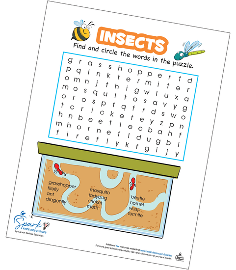 Insects Spring Word Search Free Printable