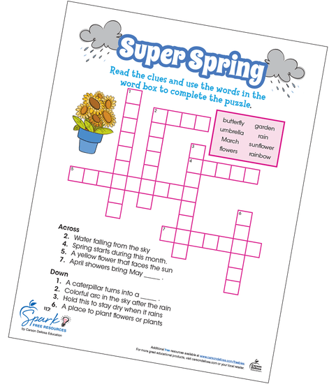 Super Spring Crossword Puzzle Free Printable