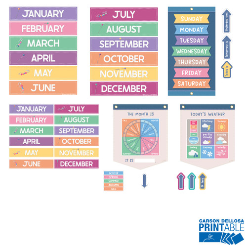 Crafty and Cool Printable Calendar Companion Printable Bulletin Board Set image