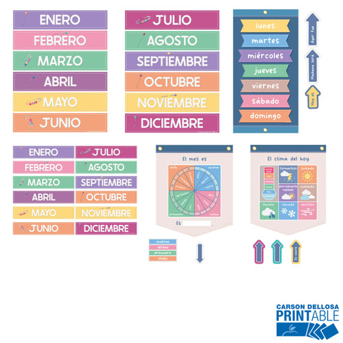 Crafty and Cool Printable Spanish Calendar Companion Printable Bulletin Board Set image