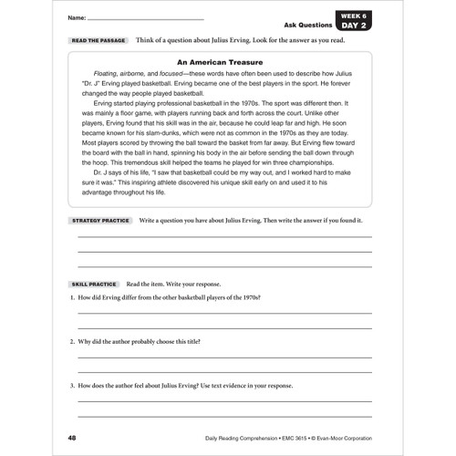 Grade 5 Daily Reading Comprehension, Student Workbook Paperback