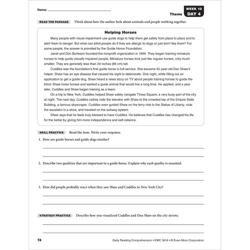 Grade 6 Daily Reading Comprehension, Student Workbook Paperback