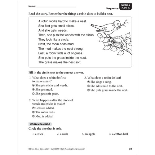 Grade 1 Daily Reading Comprehension, Student Workbook Paperback