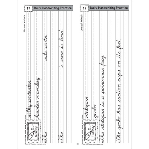 Grade K6 Daily Handwriting Practice Contemporary Cursive, Teacher