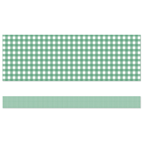 Green Gingham Straight Bulletin Board Borders image