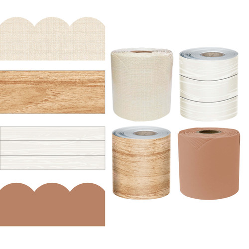 65' Boho Neutral 4 Pack Rolled Bulletin Board Border Set image