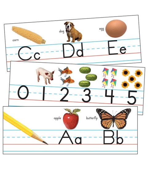Traditional Manuscript Alphabet with Photographs Bulletin Board Set image