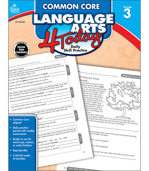 Carson-Dellosa Common Core Language Arts 4 Today, Grade 3 Teacher