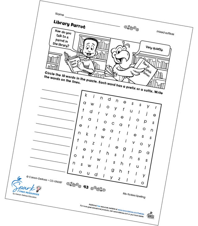 Library Parrot Crossword Puzzle Free Activity Carson Dellosa