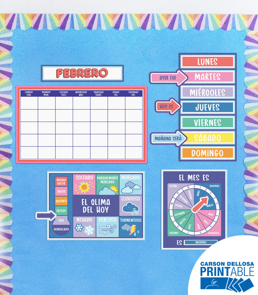 We Stick Together Spanish Calendar Companion Printable Bulletin Board Set