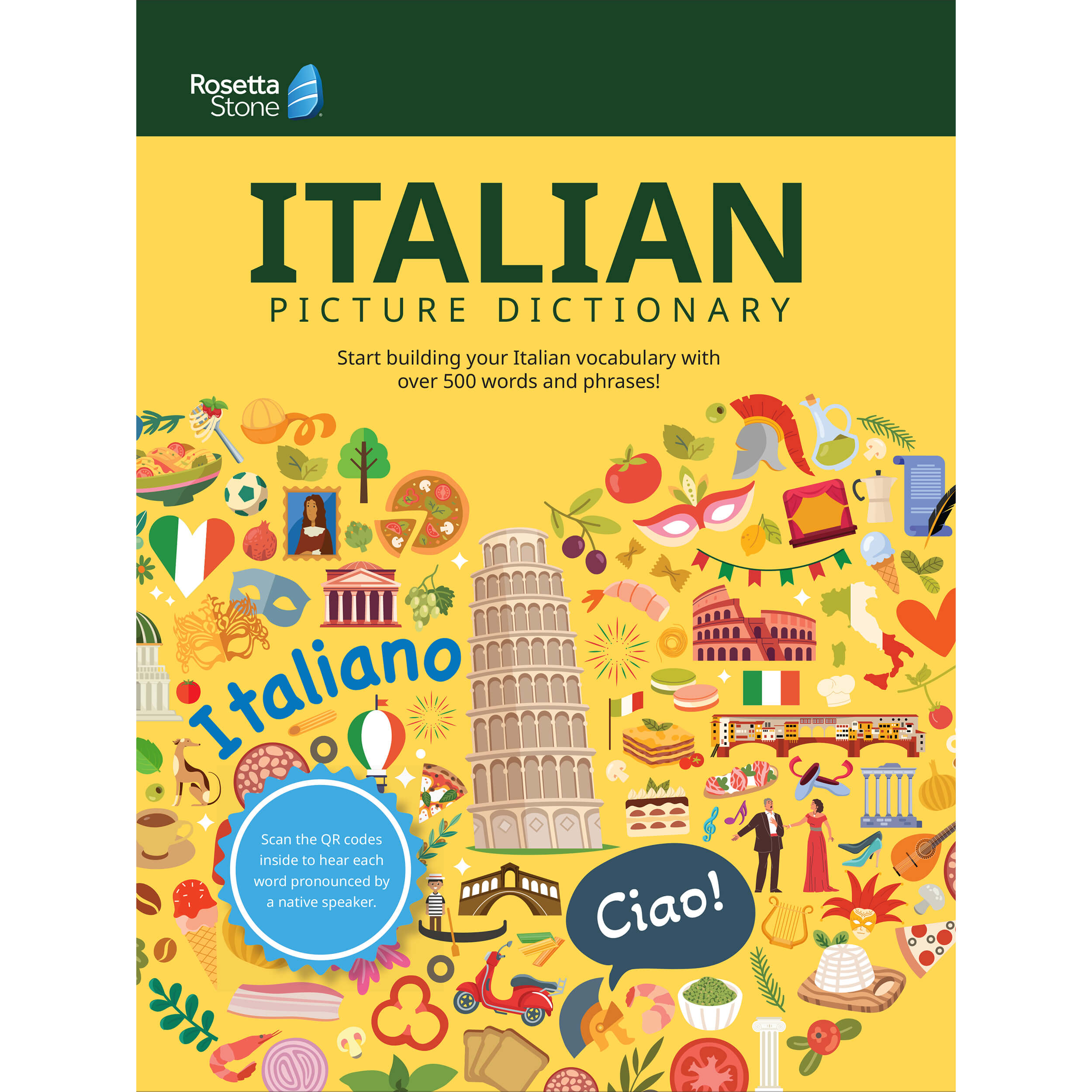 Grade P-12 Rosetta Stone Italian Picture Dictionary Reference Book