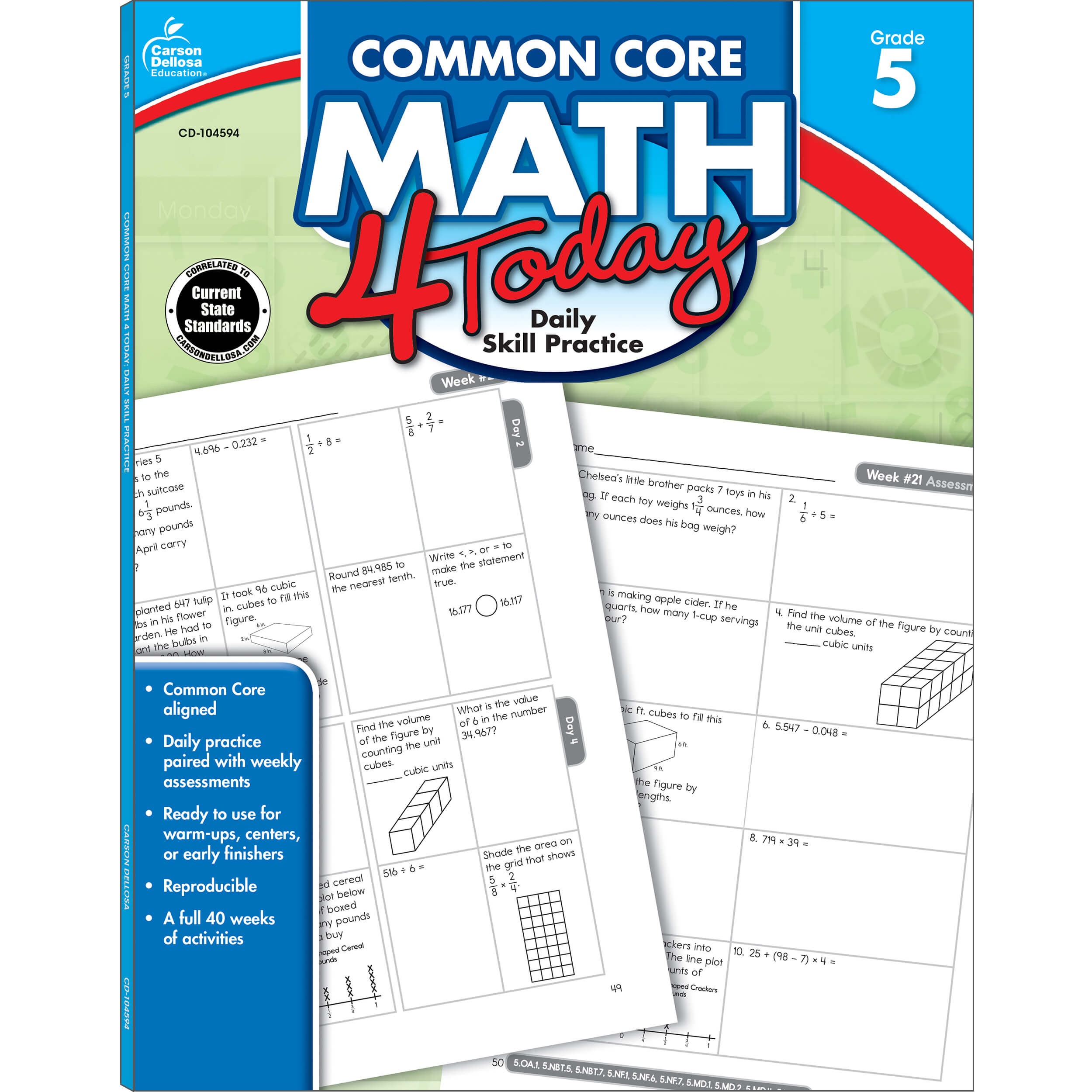 Grade 5 Common Core Math 4 Today Workbook Paperback