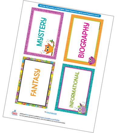 colorful owls classroom library labels free printable carson dellosa