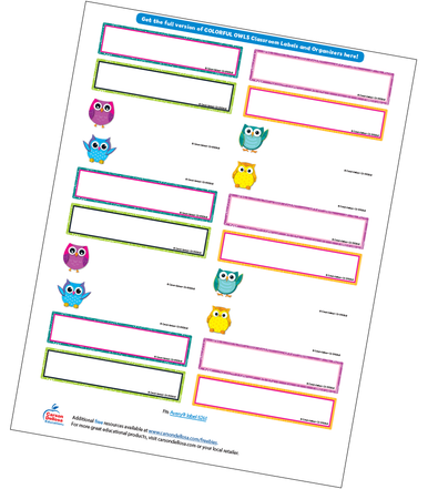 Colorful Owls Editable Labels Free Printable Carson Dellosa