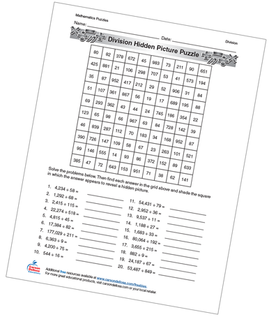 Division Hidden Picture Puzzle Free Printable | Carson Dellosa