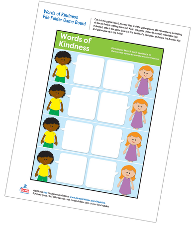 Words of Kindness File Folder Game Free Activity | Carson Dellosa