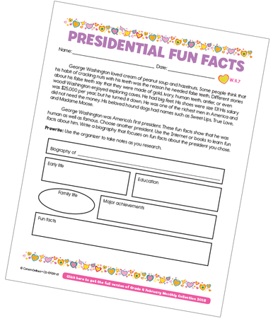 Presidential Fun Facts Free Printable | Carson Dellosa