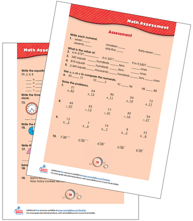 Math Assessment Grades 2-3 Free Printable | Carson Dellosa