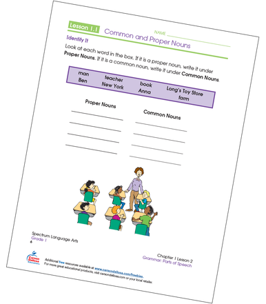 identifying common and proper nouns grade 1 free printable carson dellosa