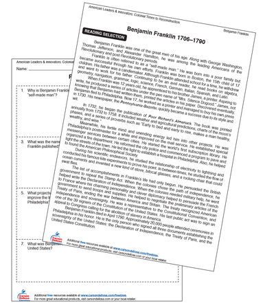 Benjamin Franklin Free Printable | Carson Dellosa