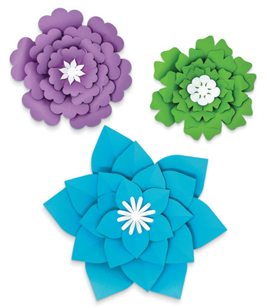 3D Intricate White Teal Purple Paper Flowers · Creative Fabrica