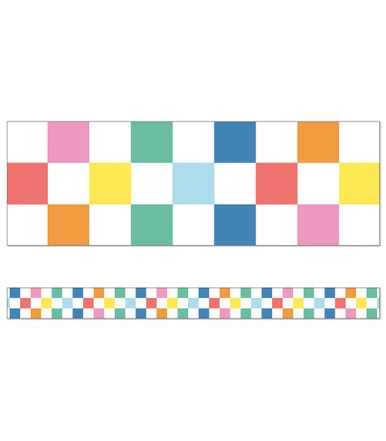 Checkered Rainbow Straight Bulletin Board Borders 36'