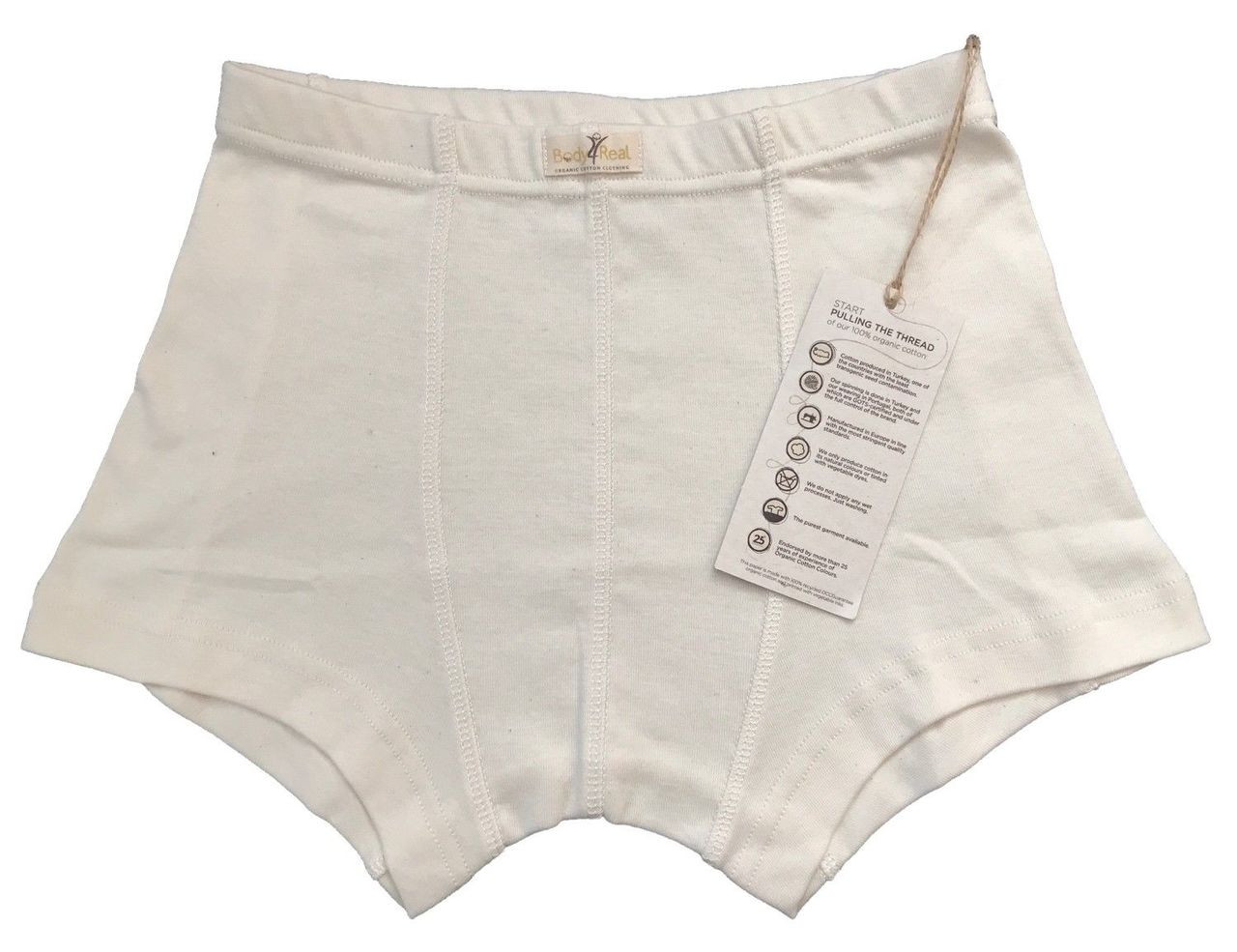 Mens 100% Pure Organic Cotton Boxer Briefs Undyed Chemical Free Underwear