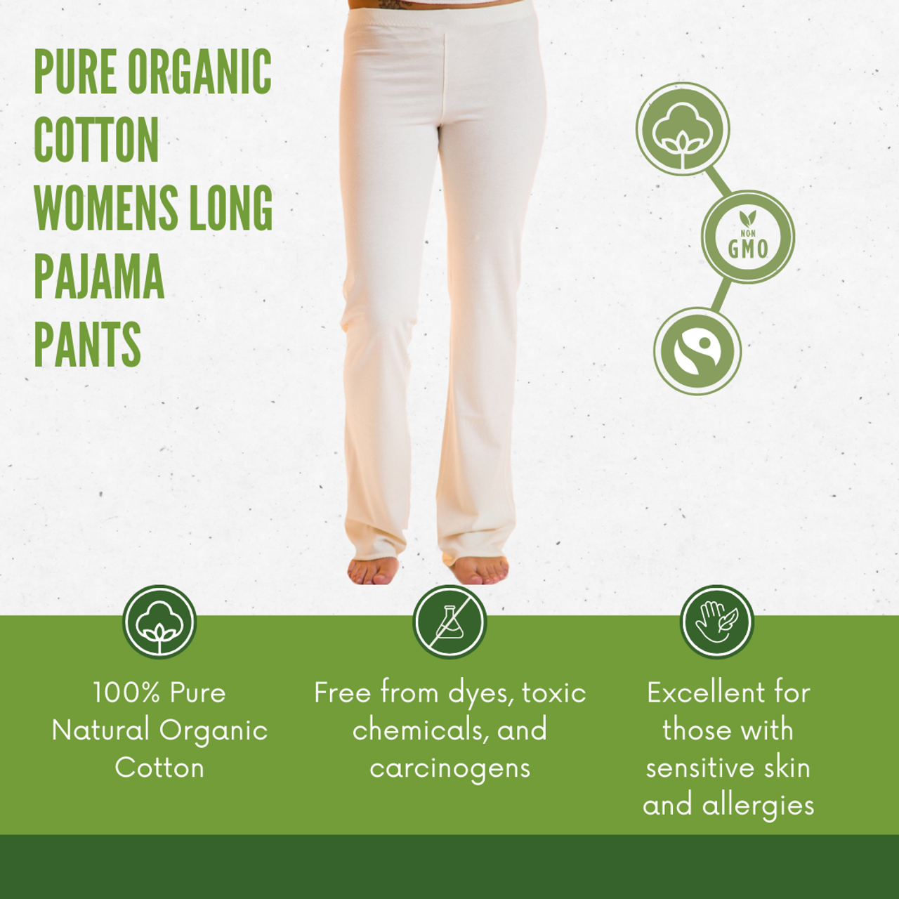 Womens Long Pajamas Organic Cotton Pants