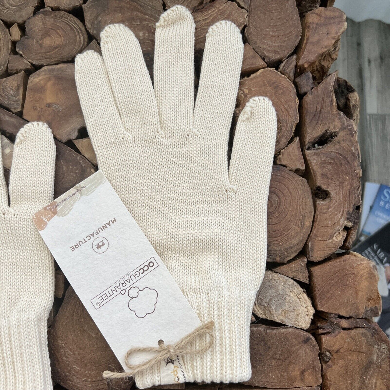 Cottonique Hypoallergenic Gloves Made from 100% Organic Cotton  (3pairs/pack) (Natural, Large)