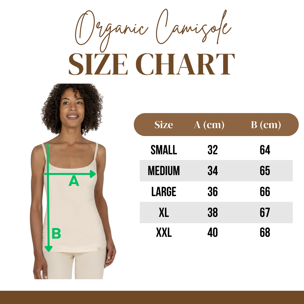 Womens Camisole 100% Natural Organic Dye-free chemical-free