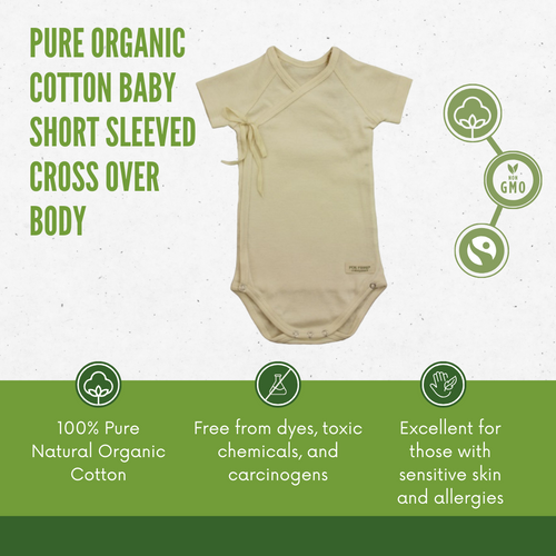 Organic Cotton Colours Short Sleeved  Baby Cross-Over Body -Chemical Free