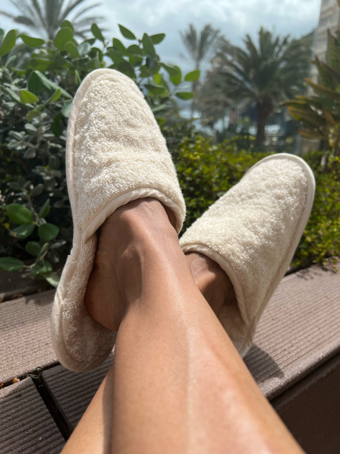 100% Pure Organic Cotton Chemical-Free White slip-on Eco-Conscious comfort lounge slippers 100% Pure Organic Cotton Chemical-Free White slip-on Eco-Conscious comfort lounge slippers